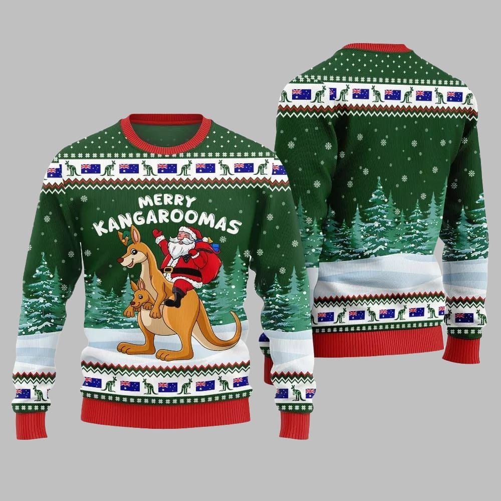 2026 Christmas Merry Kangaroomas Ugly Christmas Sweater - Moonbestprint