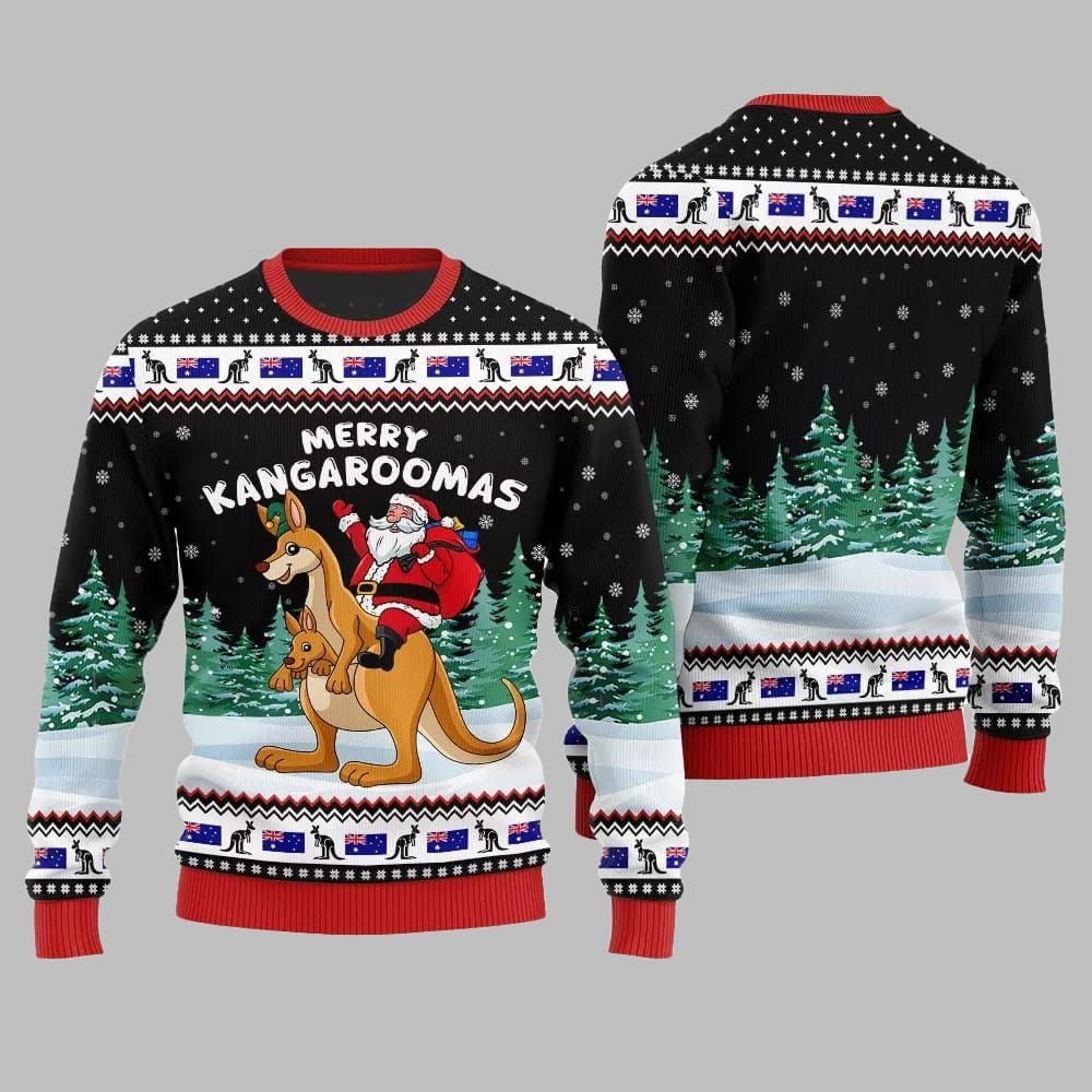 2026 Christmas Merry Kangaroomas Ugly Christmas Sweater - Moonbestprint