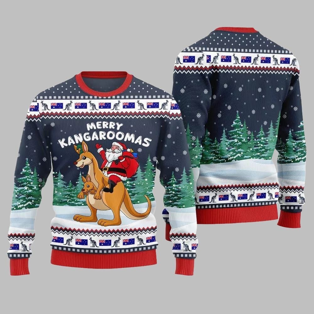 2026 Christmas Merry Kangaroomas Ugly Christmas Sweater - Moonbestprint