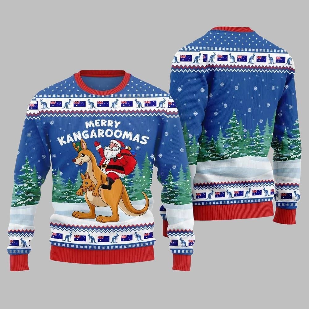 2026 Christmas Merry Kangaroomas Ugly Christmas Sweater - Moonbestprint