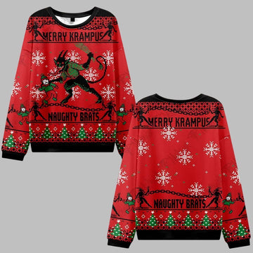 2026 Christmas Merry Krampus Naughty Brats Ugly Christmas Sweater - Moonbestprint