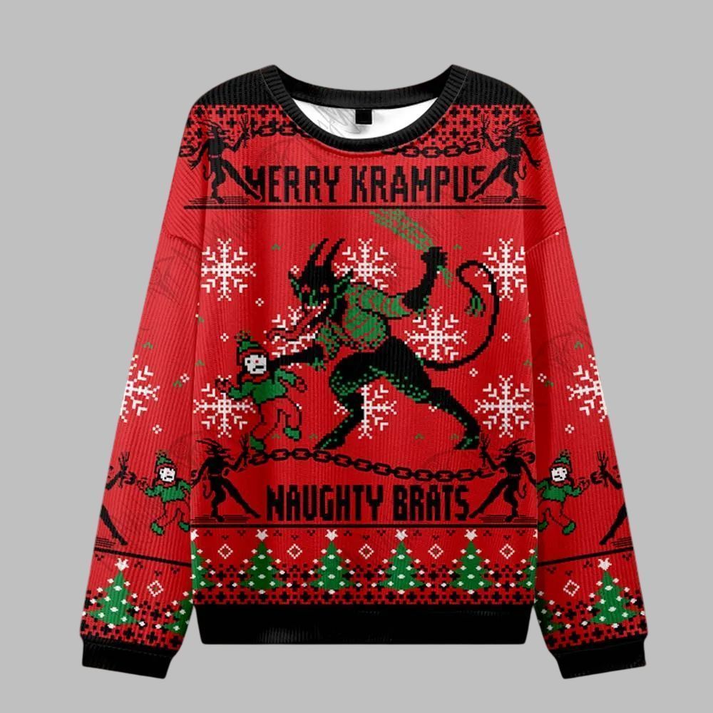 2026 Christmas Merry Krampus Naughty Brats Ugly Christmas Sweater - Moonbestprint