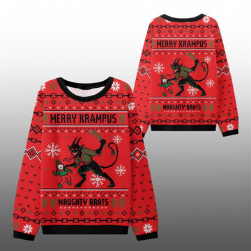 2026 Christmas Merry Krampus Naughty Brats Ugly Sweater - Moonbestprint