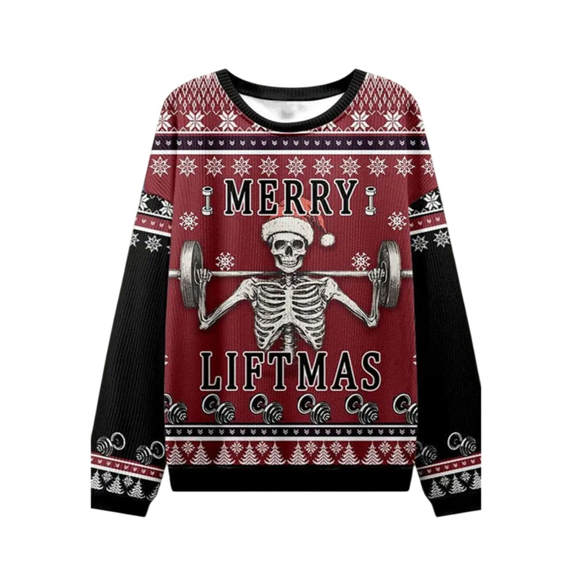 2026 Christmas Merry Liftmas Skeleton Ugly Sweater - Moonbestprint