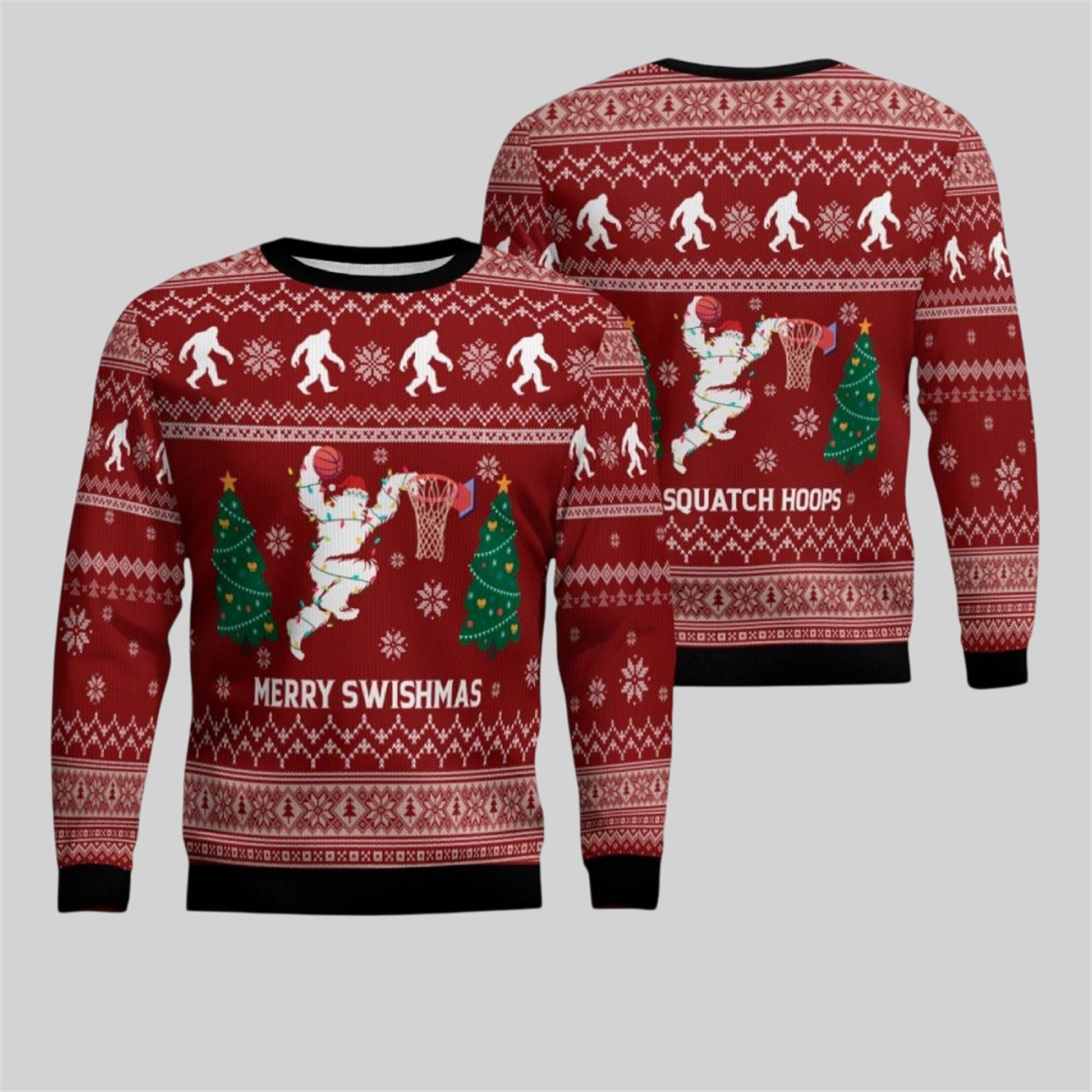 2026 Christmas Merry Swishmas Basketball Ugly Sweater - Moonbestprint