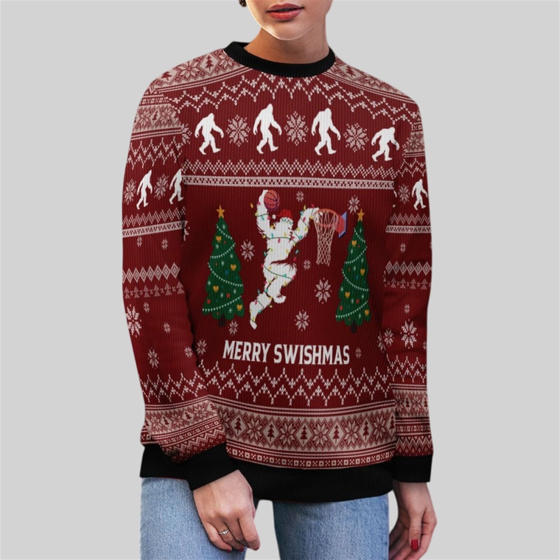 2026 Christmas Merry Swishmas Basketball Ugly Sweater - Moonbestprint
