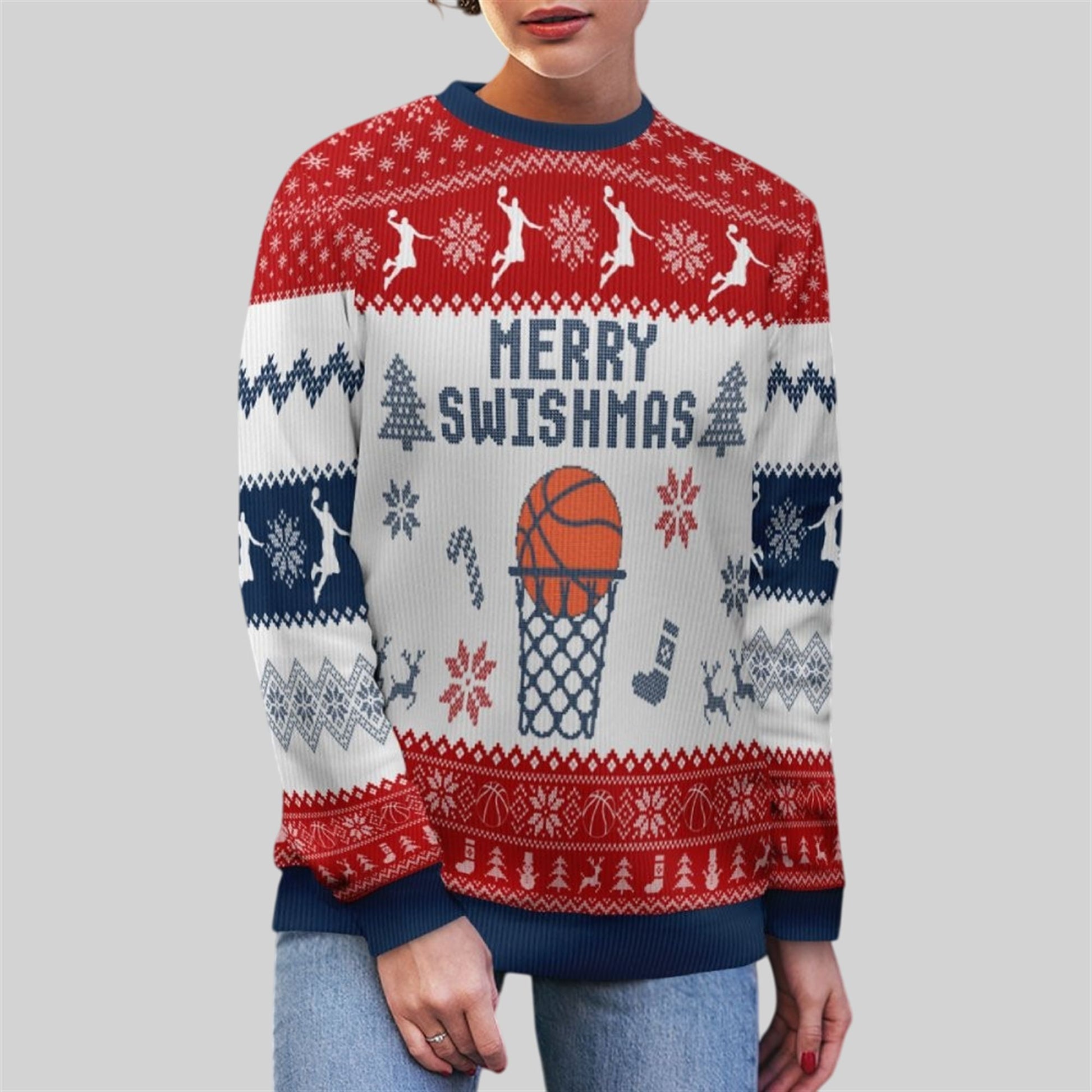 2026 Christmas Merry Swishmas Y'all Texas Basketball Ugly Sweater - Moonbestprint