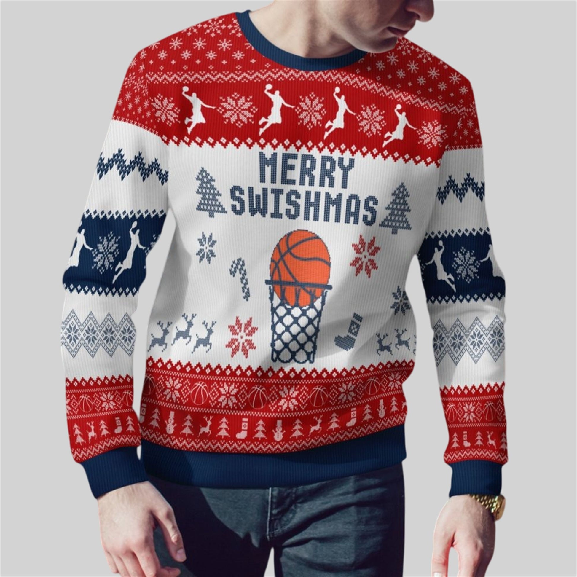 2026 Christmas Merry Swishmas Y'all Texas Basketball Ugly Sweater - Moonbestprint