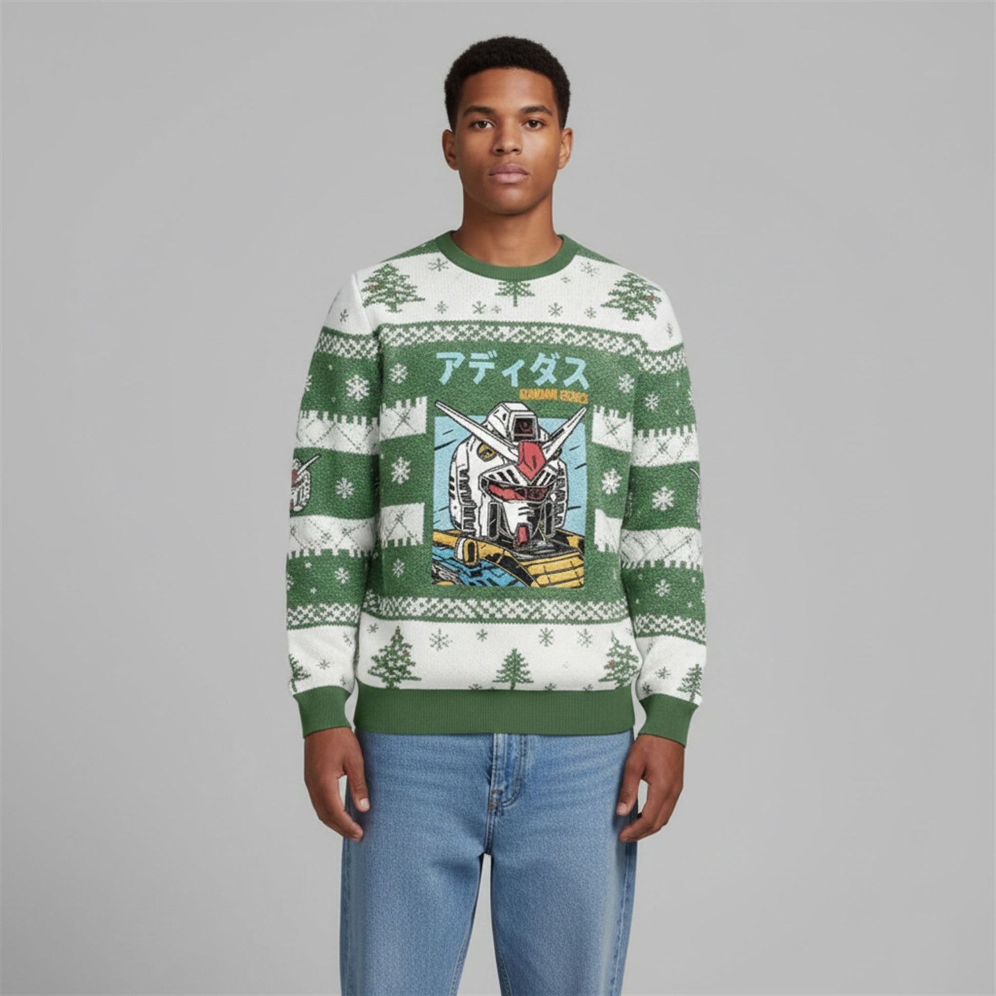 2026 Christmas Mobile Suit Gundam Vintage Japanese Ugly Sweater - Moonbestprint
