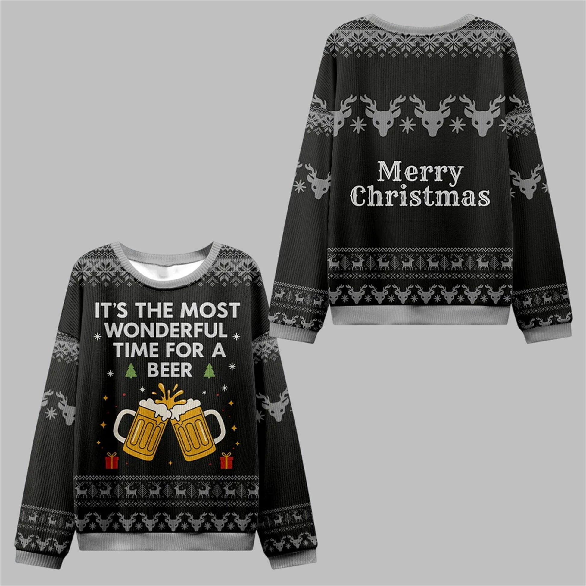 2026 Christmas Most Wonderful Beer Time Ugly Sweater - Moonbestprint
