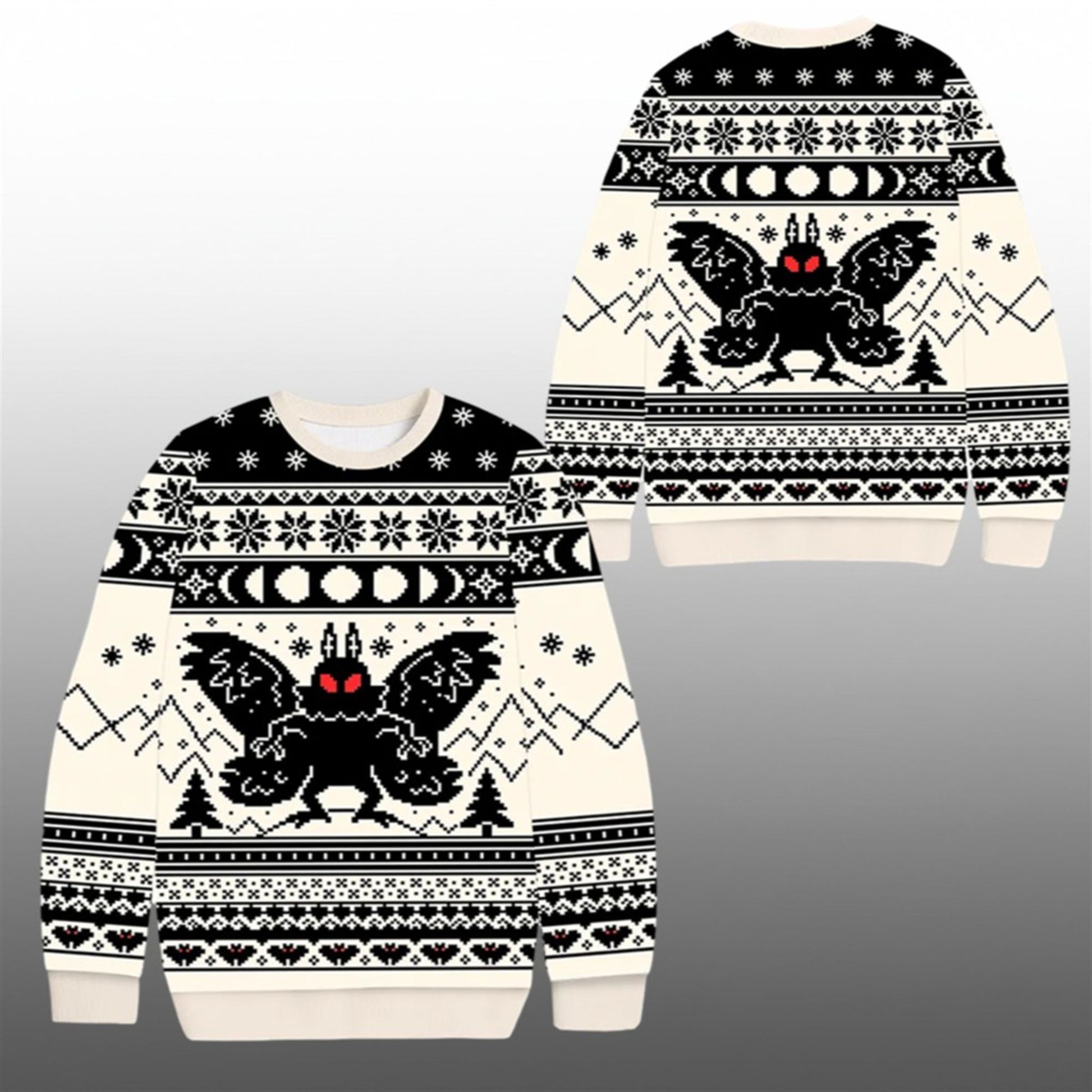 2026 Christmas Mothman Moon Ugly Sweater - Moonbestprint