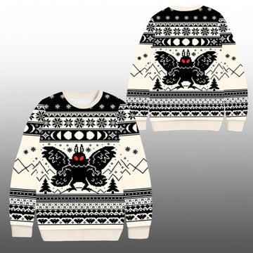 2026 Christmas Mothman Moon Ugly Sweater - Moonbestprint