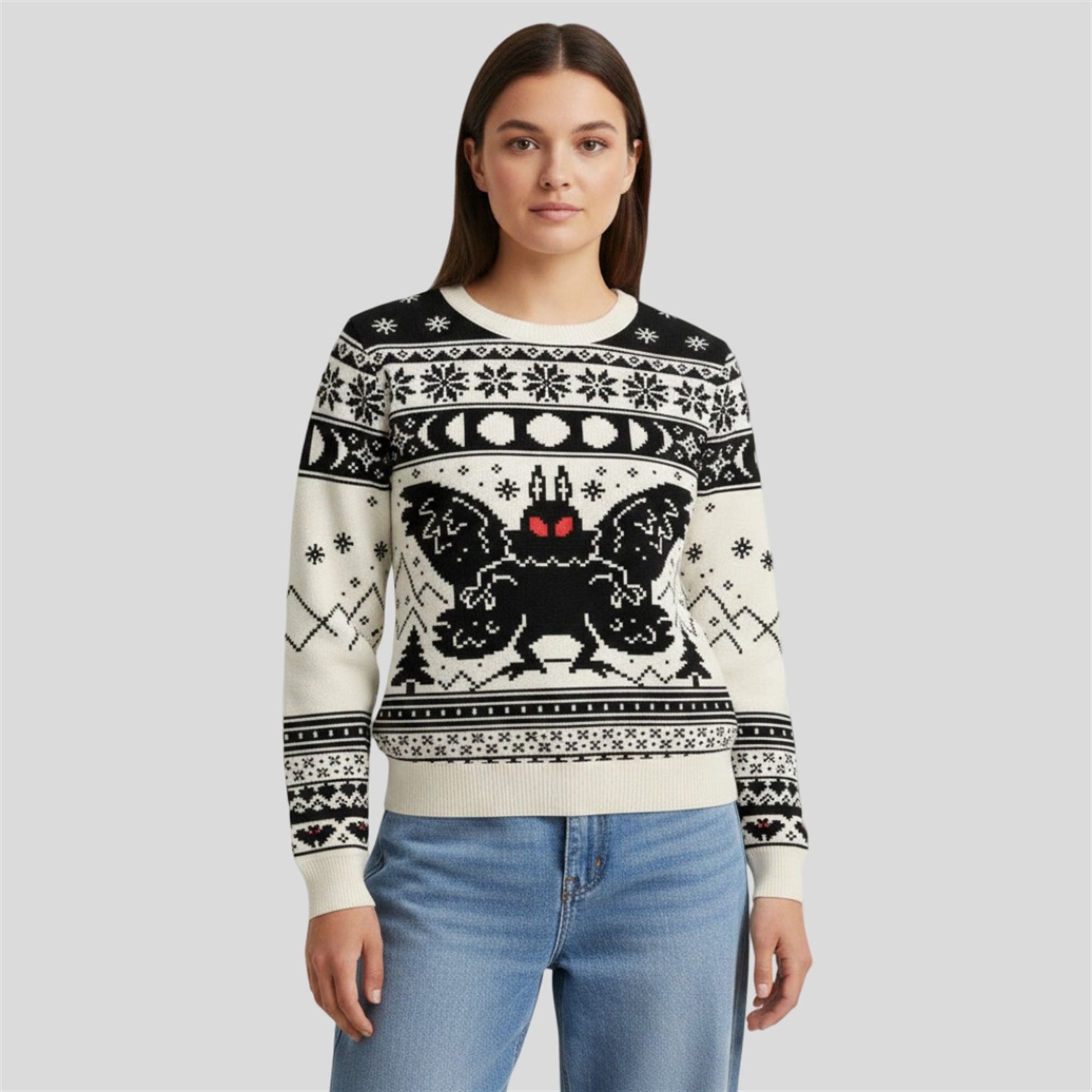 2026 Christmas Mothman Moon Ugly Sweater - Moonbestprint