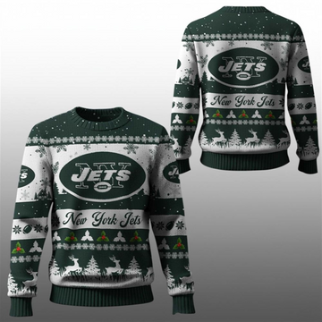 2025 Christmas NY Jets Festive Reindeer Tree Ugly Sweater – Moonbestprint
