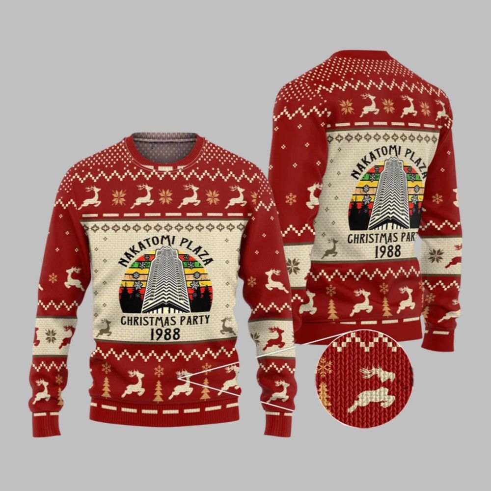 2026 Christmas Nakatomi Plaza Christmas Party 1988 Vintage Ugly Christmas Sweater - Moonbestprint