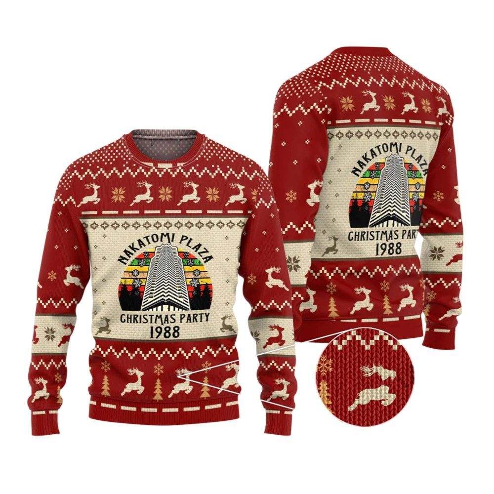 2026 Christmas Nakatomi Plaza Christmas Party 1988 Vintage Ugly Christmas Sweater - Moonbestprint