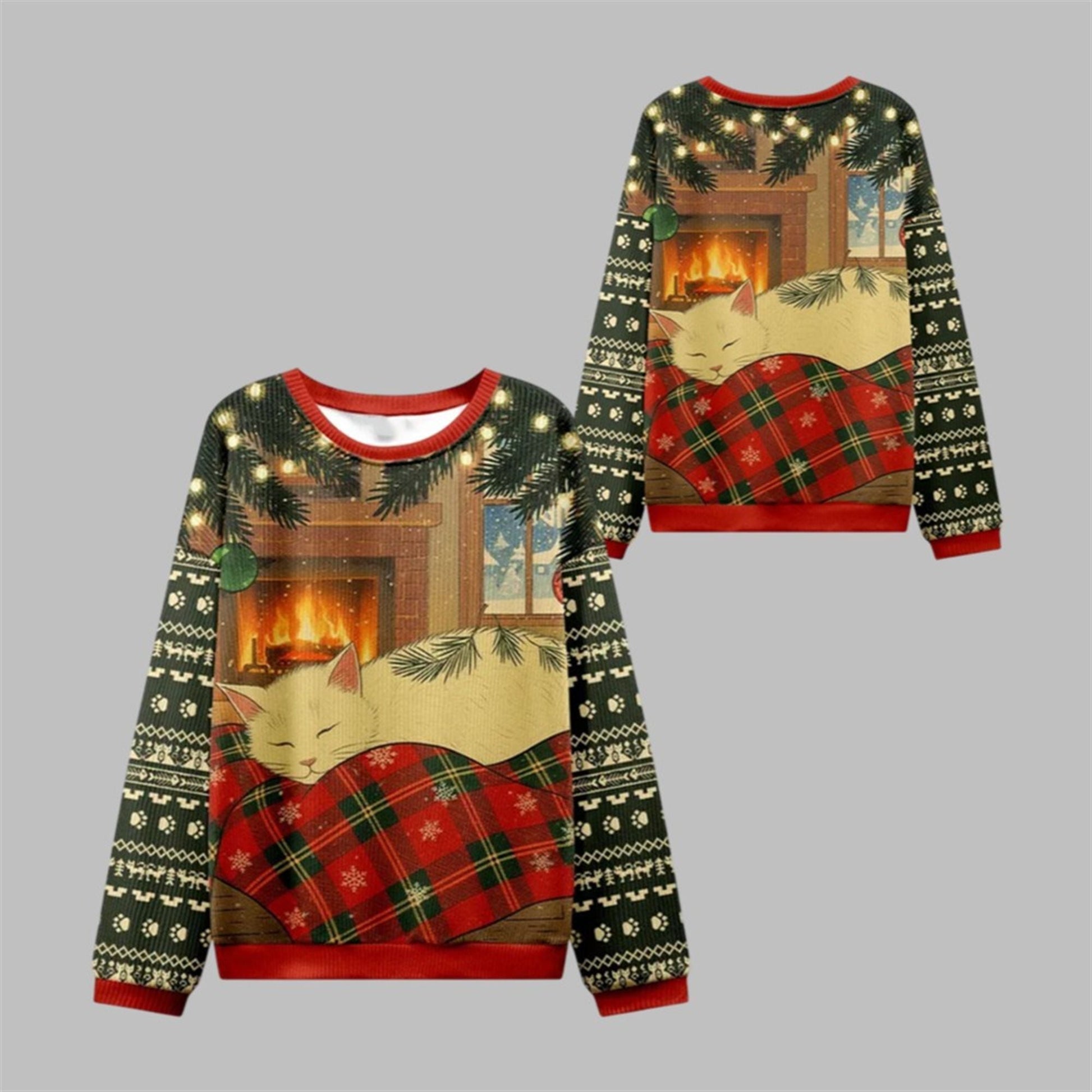 2026 Christmas Napping Cat Christmas Ugly Sweater - Moonbestprint