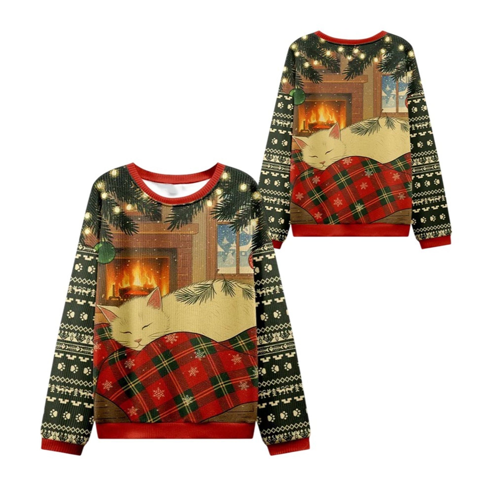 2026 Christmas Napping Cat Christmas Ugly Sweater - Moonbestprint