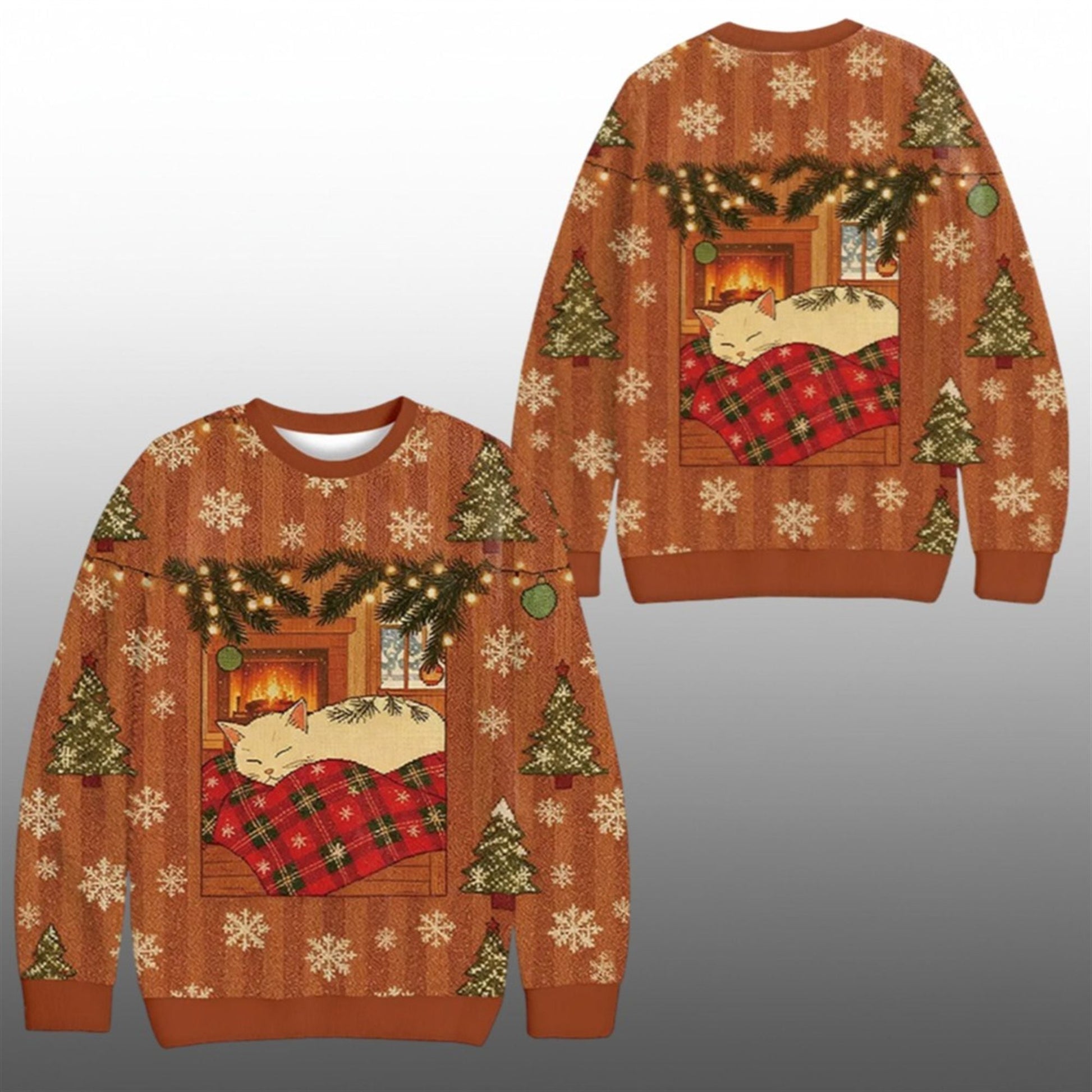 2026 Christmas Napping Cat Funny Ugly Sweater - Moonbestprint