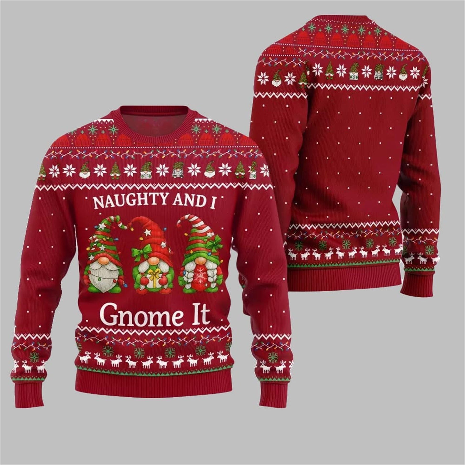 2026 Christmas Naughty And I Gnome It Ugly Sweater - Moonbestprint