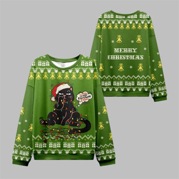 2026 Christmas Naughty Black Cat Ugly Sweater - Moonbestprint