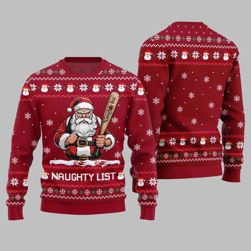2026 Christmas Naughty List Santa Ugly Christmas Sweater - Moonbestprint
