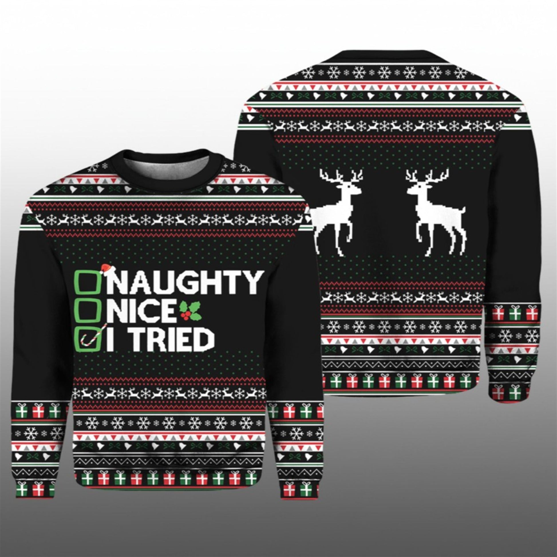 2026 Christmas Naughty Nice I Tried Ugly Sweater - Moonbestprint