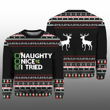 2026 Christmas Naughty Nice I Tried Ugly Sweater - Moonbestprint