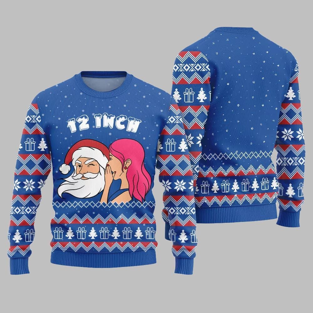 2026 Christmas Naughty Santa 12 Inch Surprise Ugly Christmas Sweater - Moonbestprint