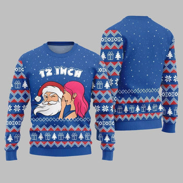 2026 Christmas Naughty Santa 12 Inch Surprise Ugly Christmas Sweater - Moonbestprint