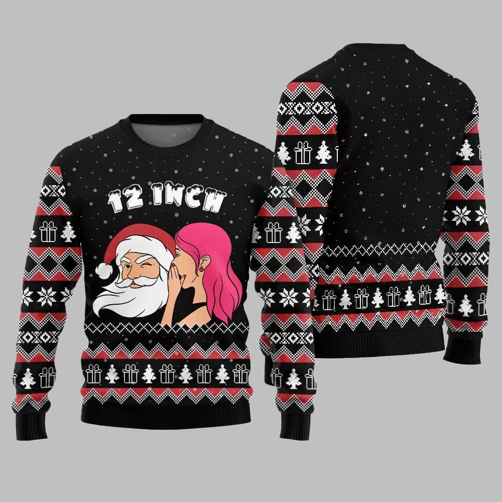 2026 Christmas Naughty Santa 12 Inch Surprise Ugly Christmas Sweater - Moonbestprint