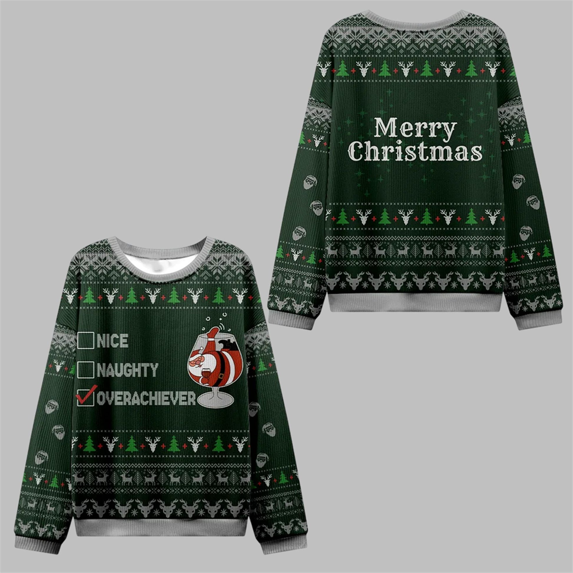 2026 Christmas Nice Naughty Overachiever Ugly Sweater - Moonbestprint