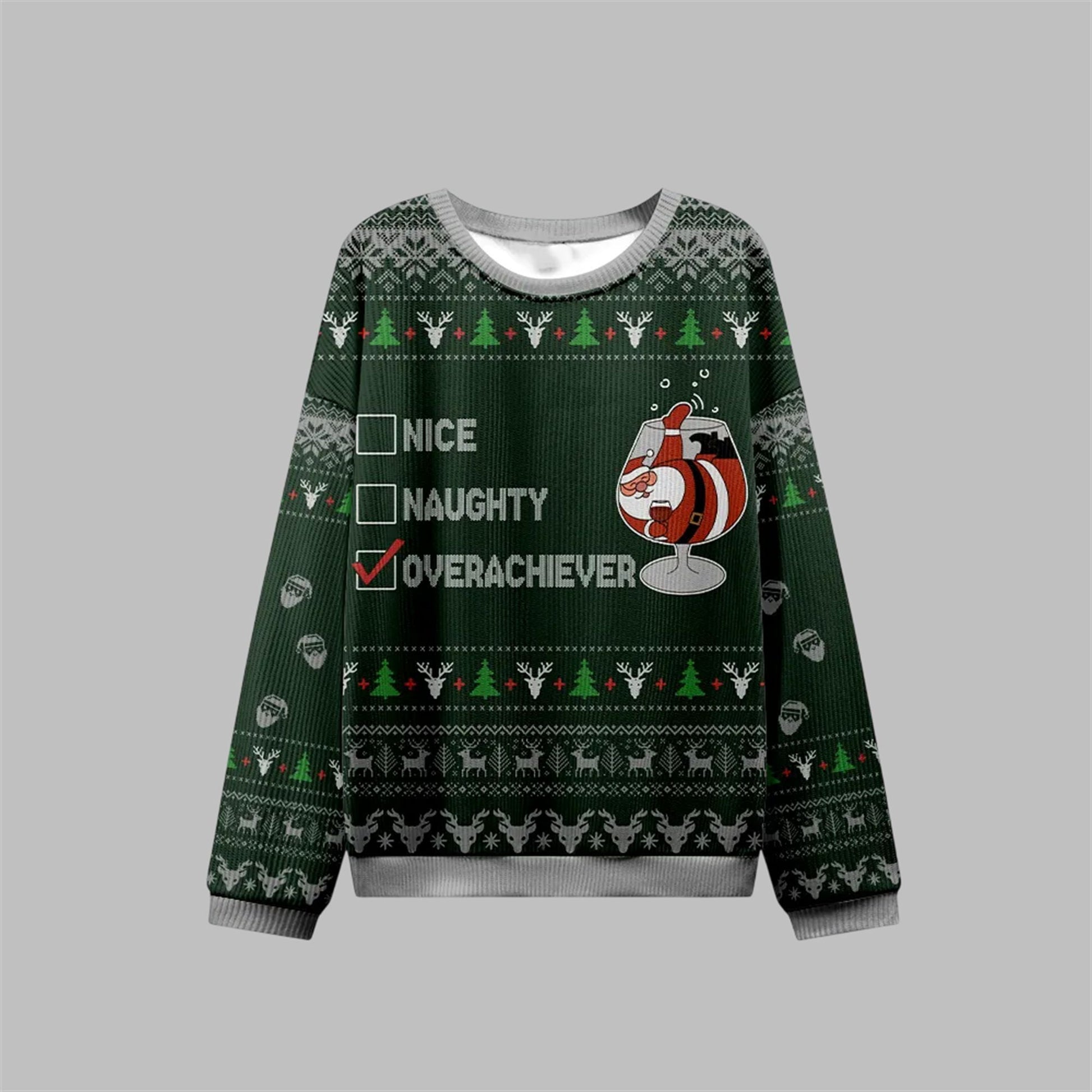 2026 Christmas Nice Naughty Overachiever Ugly Sweater - Moonbestprint