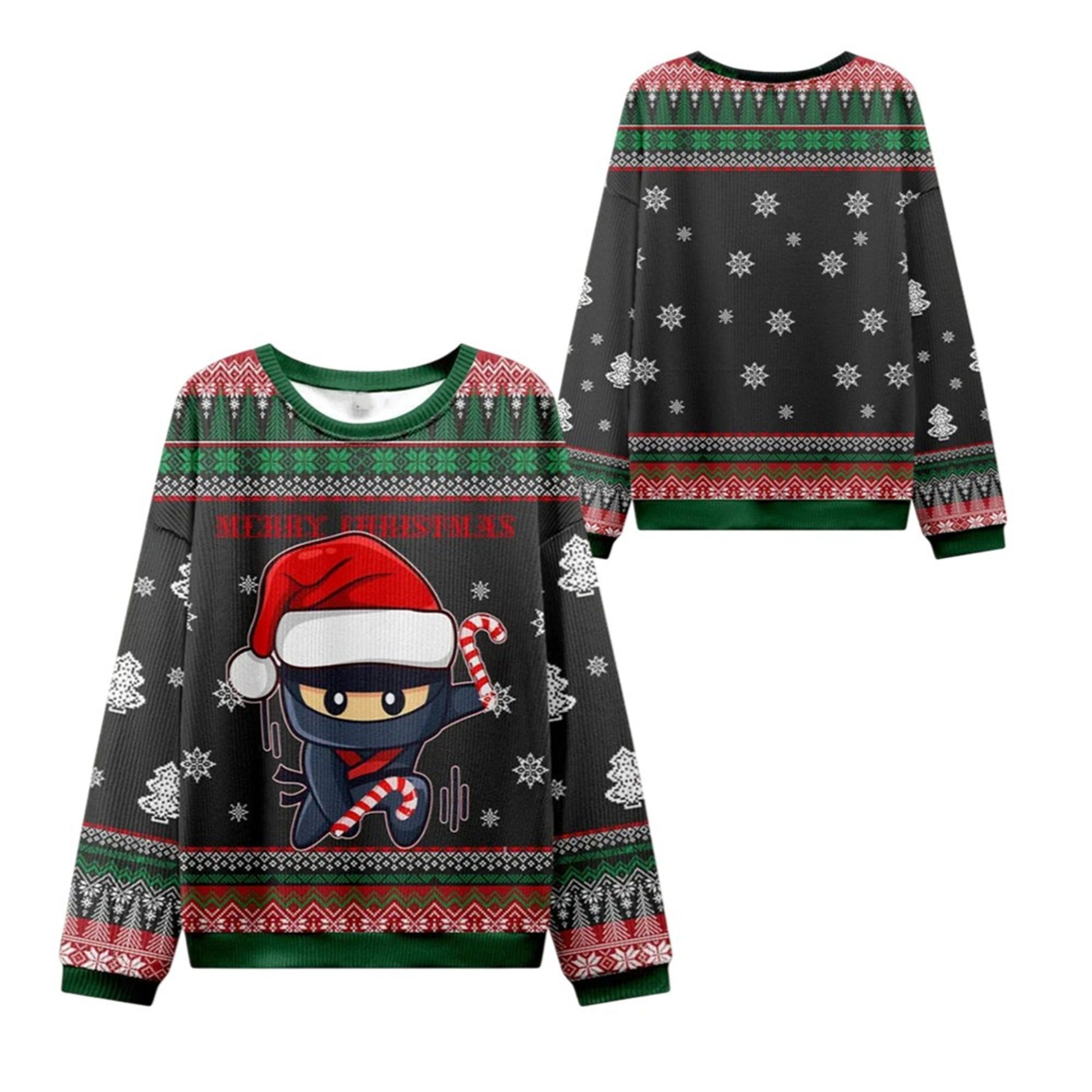 2026 Christmas Ninja Kawai Ugly Christmas Sweater - Moonbestprint
