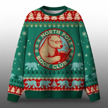 2026 Christmas North Pole Book Club Ugly Sweater - Moonbestprint