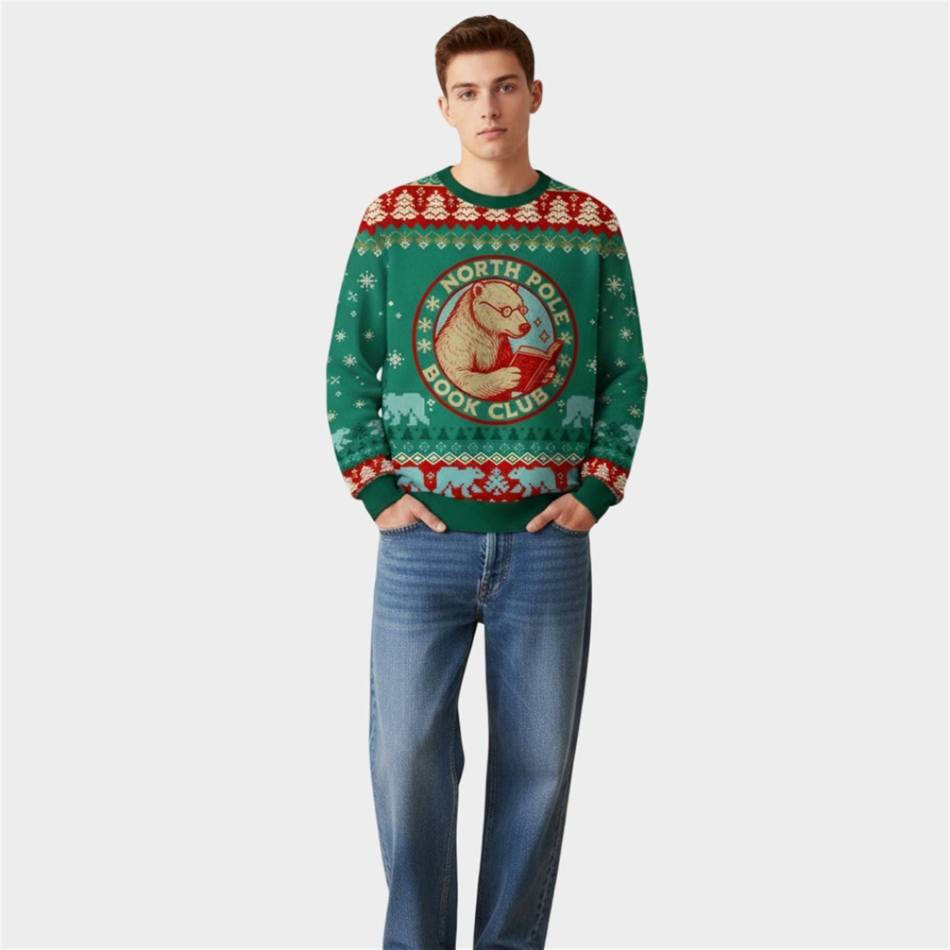 2026 Christmas North Pole Book Club Ugly Sweater - Moonbestprint