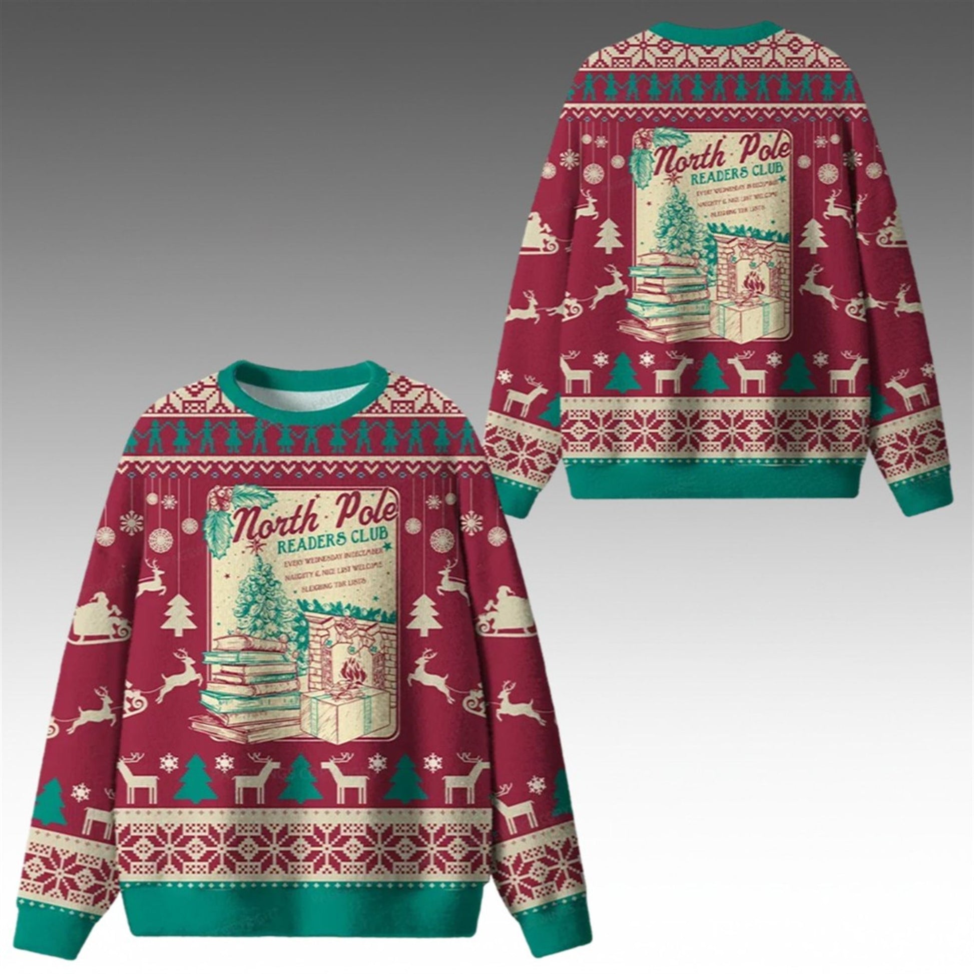 2026 Christmas North Pole Readers Club Ugly Sweater - Moonbestprint
