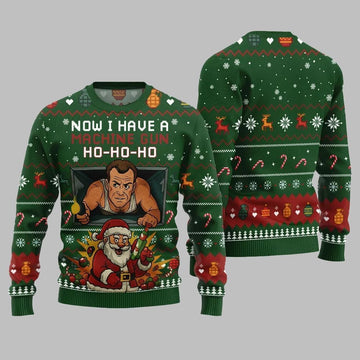 2026 Christmas Now I Have A Machine Gun Ho Ho Ho Ugly Christmas Sweater - Moonbestprint