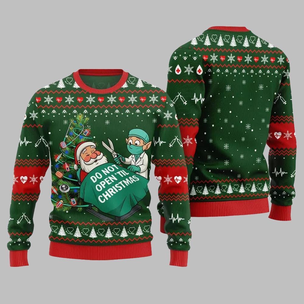 2026 Christmas Nurse Do Not Open'til Christmas Ugly Christmas Sweater - Moonbestprint