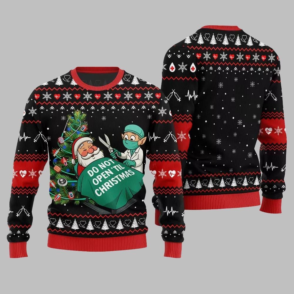 2026 Christmas Nurse Do Not Open'til Christmas Ugly Christmas Sweater - Moonbestprint