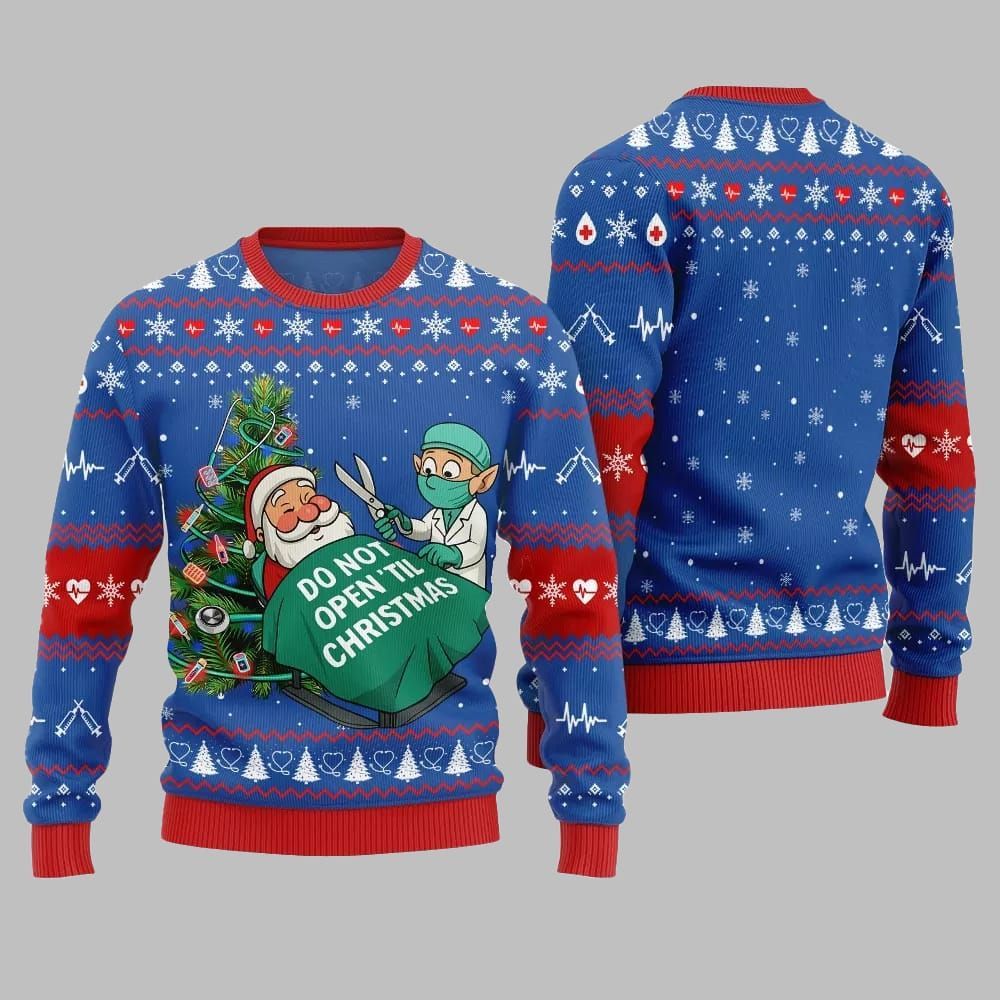 2026 Christmas Nurse Do Not Open'til Christmas Ugly Christmas Sweater - Moonbestprint