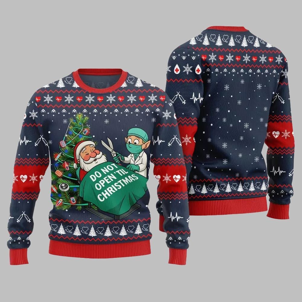 2026 Christmas Nurse Do Not Open'til Christmas Ugly Christmas Sweater - Moonbestprint
