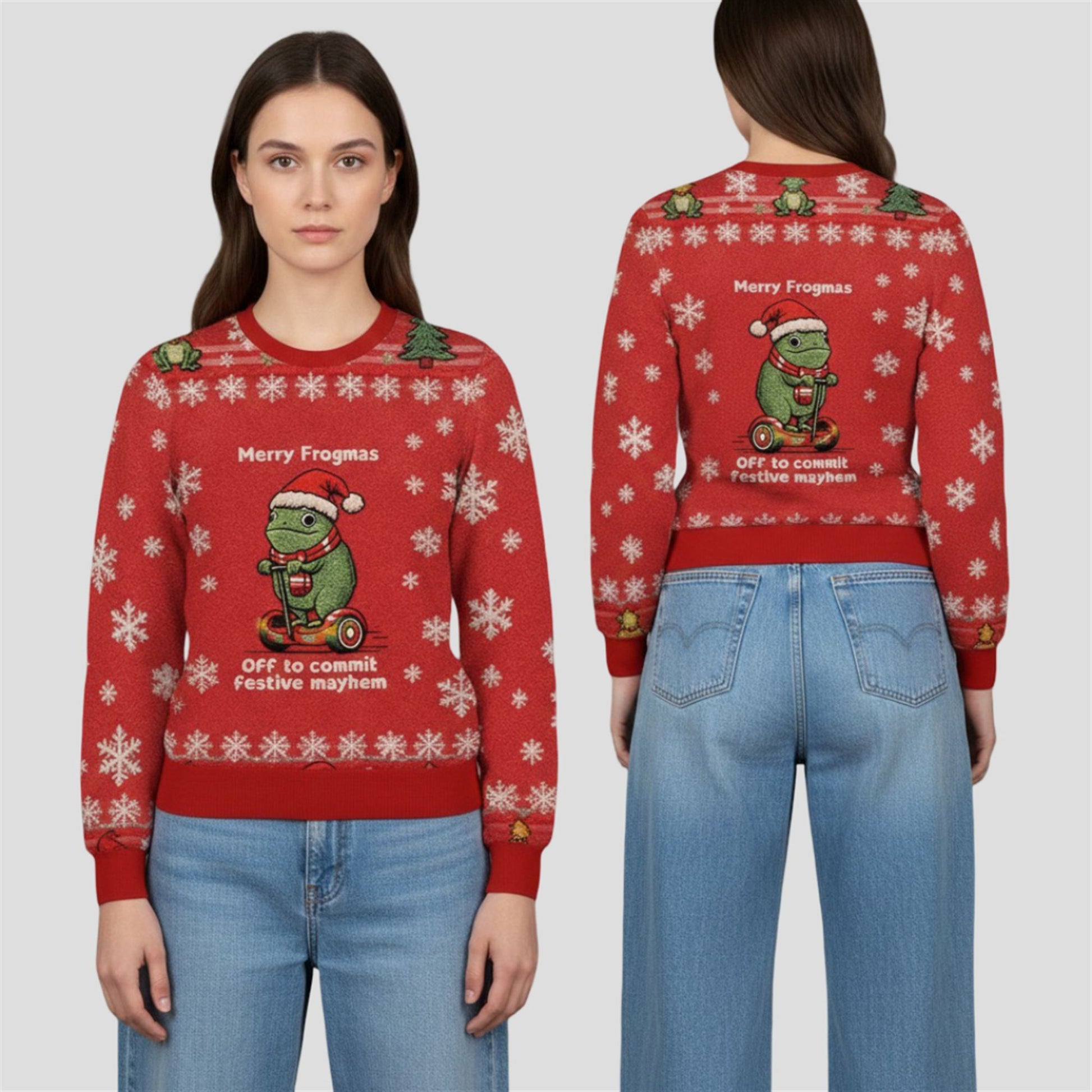 2026 Christmas Off to Commit Frogmas Mayhem Ugly Sweater - Moonbestprint