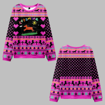2026 Christmas Orange Pony Ketamine Ugly Christmas Sweater - Moonbestprint