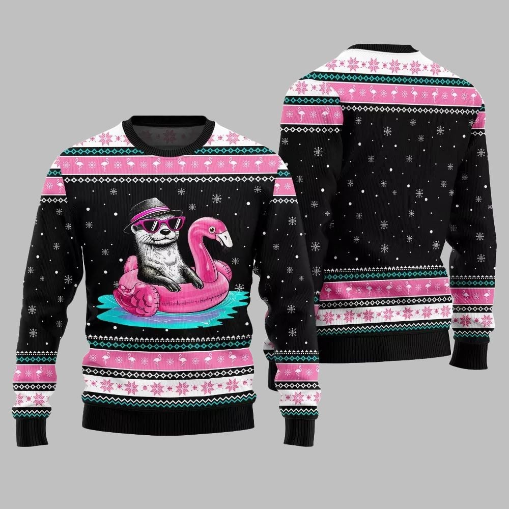 2026 Christmas Otter Flamingo Ugly Xmas Sweater - Moonbestprint