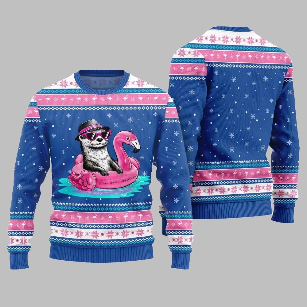 2026 Christmas Otter Flamingo Ugly Xmas Sweater - Moonbestprint