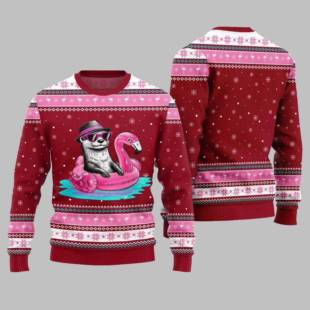 2026 Christmas Otter Flamingo Ugly Xmas Sweater - Moonbestprint