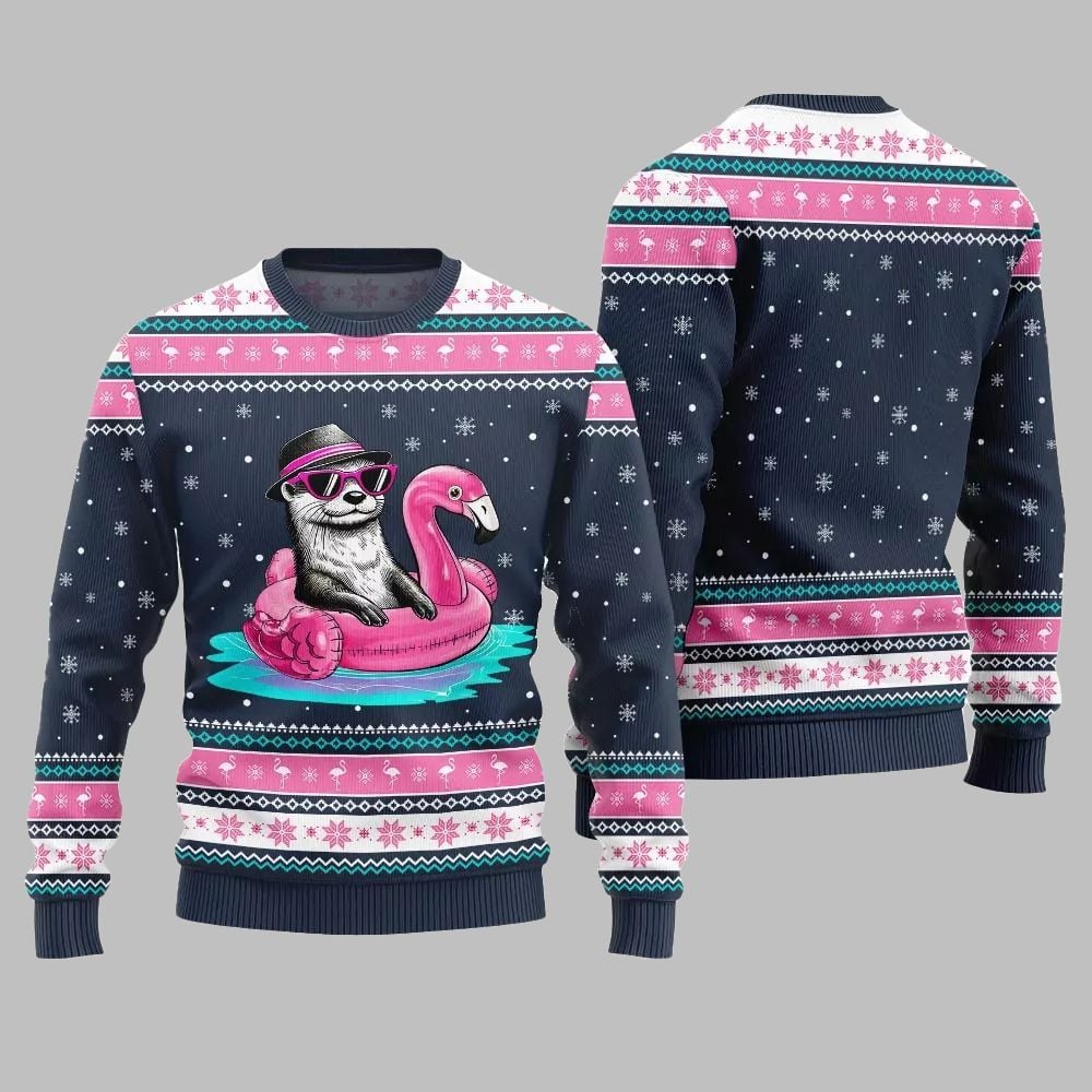 2026 Christmas Otter Flamingo Ugly Xmas Sweater - Moonbestprint