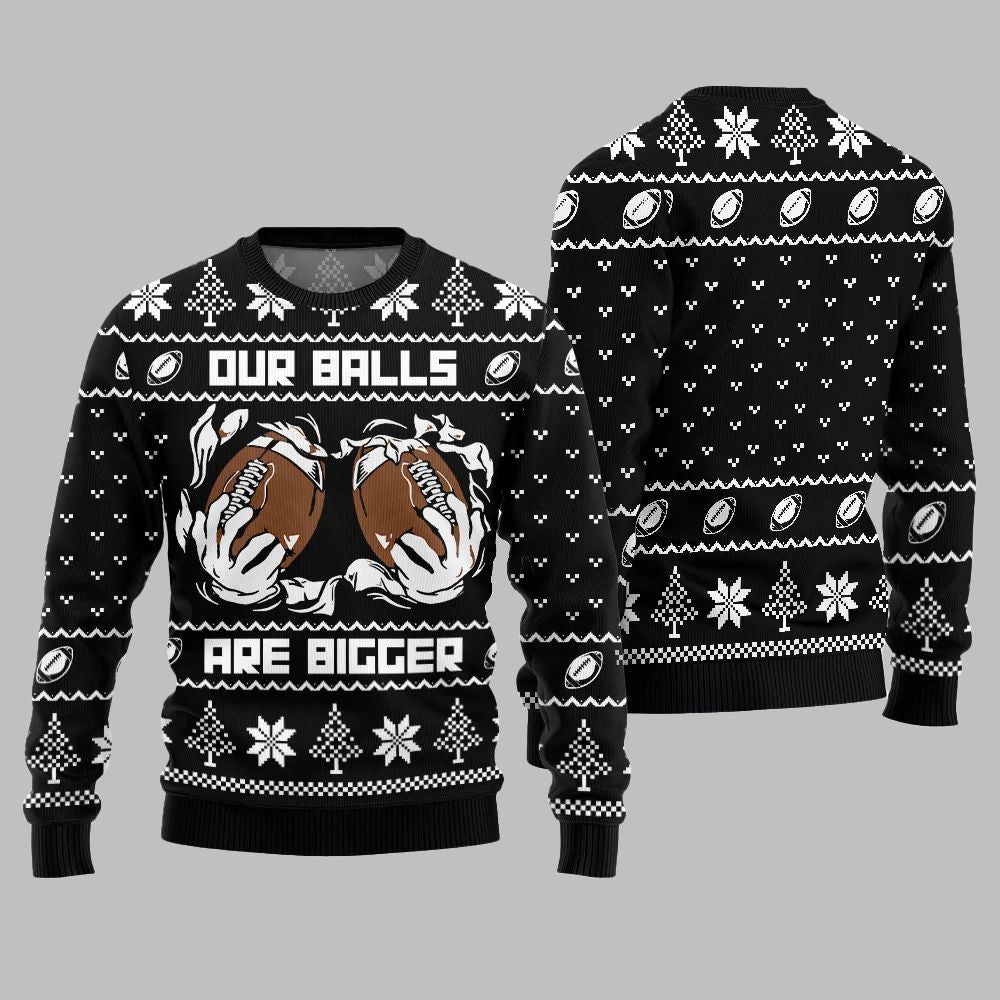2026 Christmas Our Balls Are Bigger Football Ugly Christmas Sweater - Moonbestprint