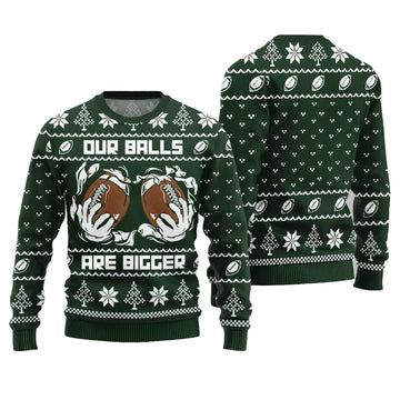 2025 Christmas Our Balls Are Bigger Football Ugly Christmas Sweater-Green – Moonbestprint